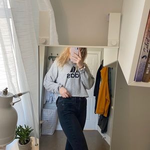 Grey Adidas cropped hoodie